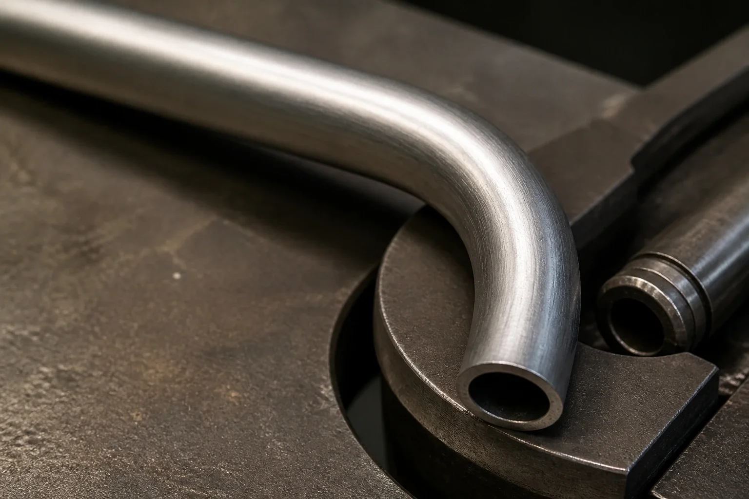 A rotary-draw-bent tube showing a clean radius with no wrinkling on the inner wall.